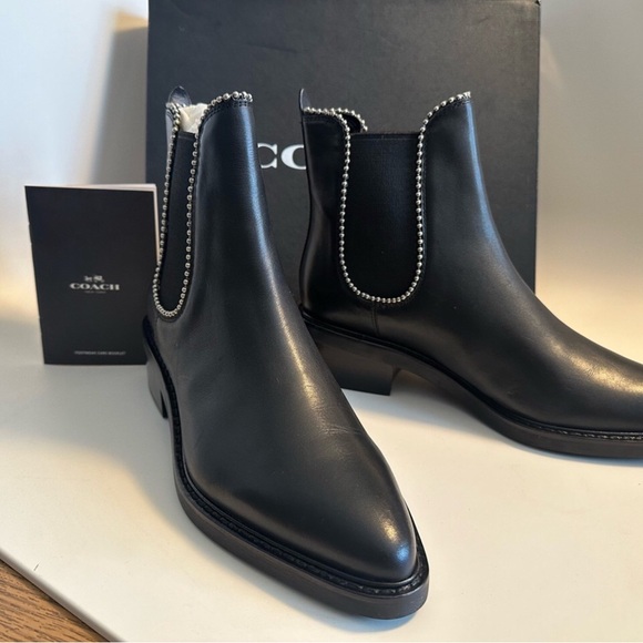 Coach Bowery bead boots. Black with silver. Sz. 6.5 NWT Smoke and pet free home. - Picture 2 of 4